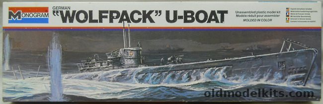 Monogram 1/209 Wolfpack U-505 Type IX U-Boat - (ex-Aurora), 3102 plastic model kit